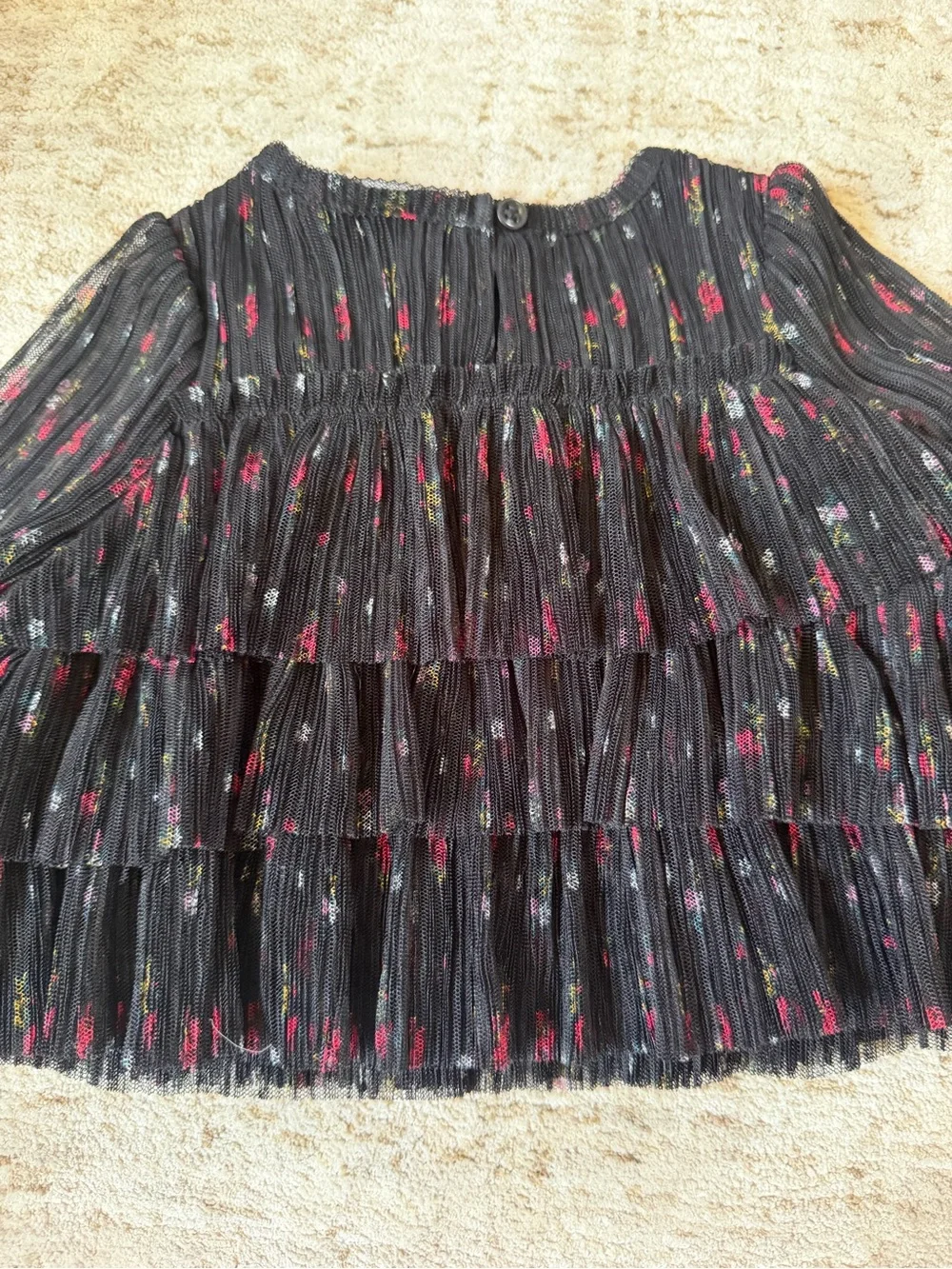 3-6 months - Old Navy Toddler Girls Tiered Black Floral Shirt/Top